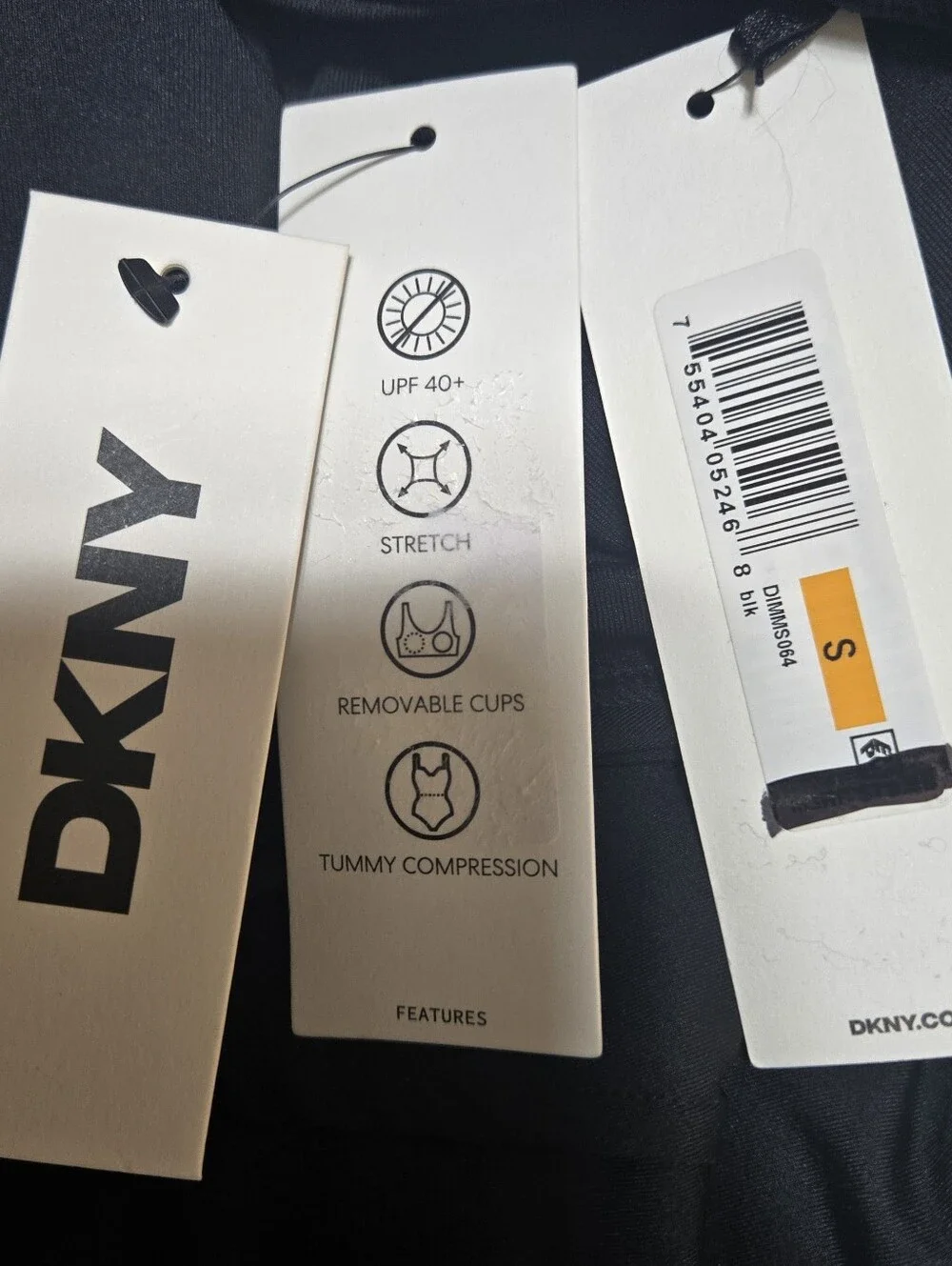 DKNY Black One-Piece Swimsuit Size S With Tummy Compression Removable Cups NWOT - Picture 2 of 9